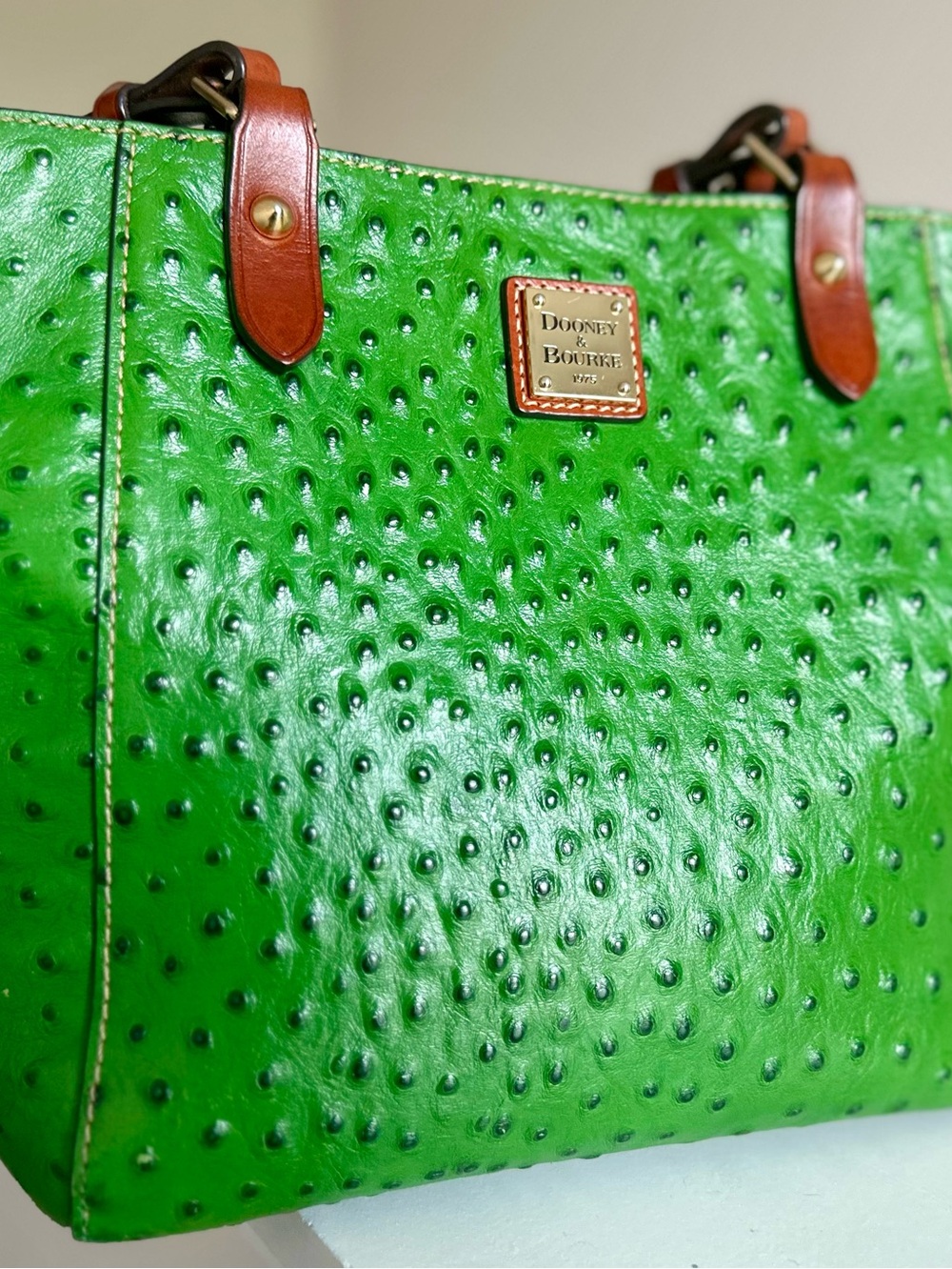 Dooney & Bourke Kelly Green Ostrich Tote - Picture 10 of 16